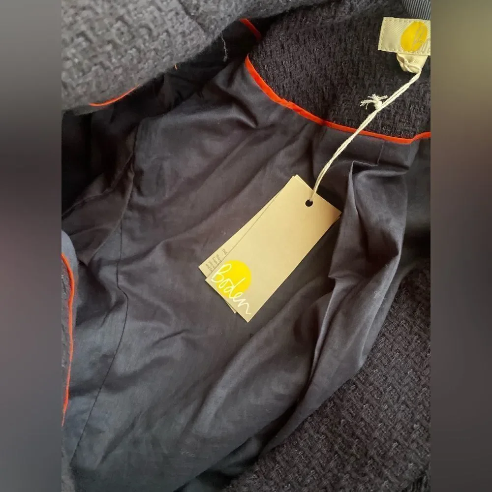 Boden Navy Blue Collared Textured Cotton Blend Jacket Blazer  Sz 2 NWT - Picture 11 of 13